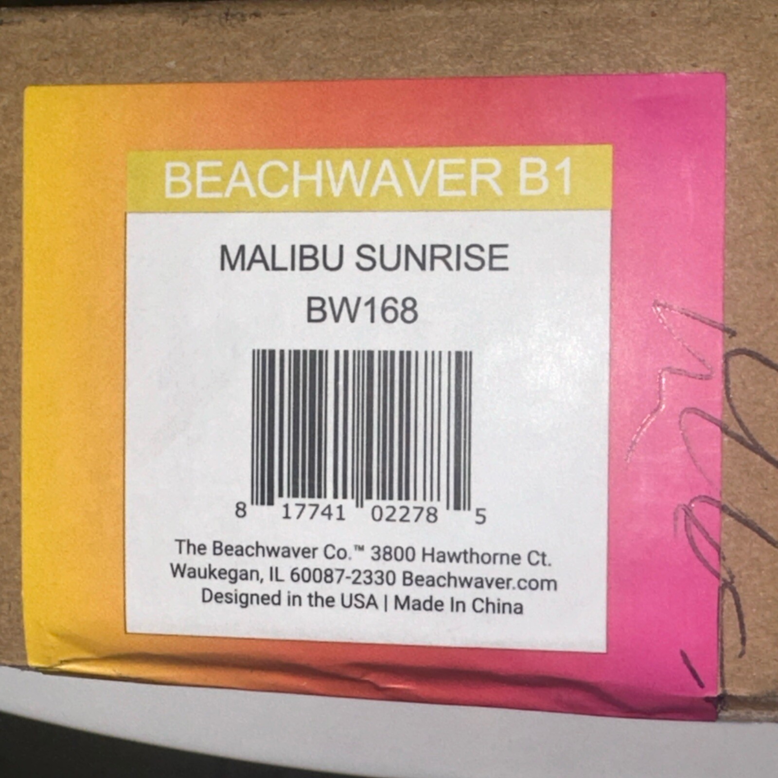 Beachwaver B1 Curling Iron Yellow-PINK  1" Barrell NEW IN Box Malibu Sunrise