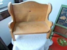 Rustic Handcrafted Wooden Child Doll Bench 12" tall