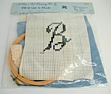 Vintage Lace Net Darning Kit Monogram Initial B We've Got It Made Needlework 3x4