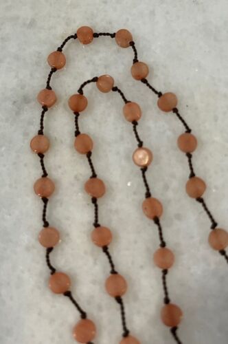 Round Angel Skin Coral Rope Knotted Necklace Sterling Silver 925 Clasp - Picture 2 of 5