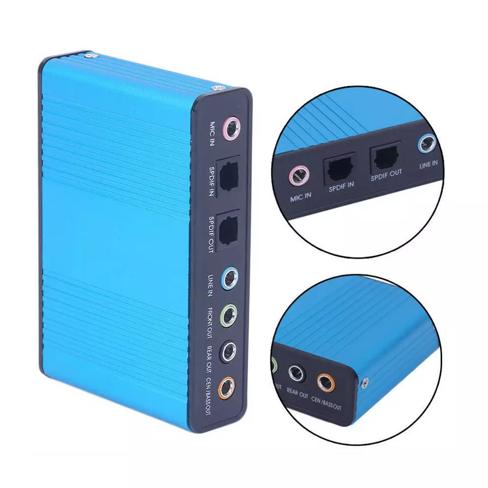 Audio Output Adapter External Sound Card SPDIF USB Optical Blue for PC CS - Image 2 of 4