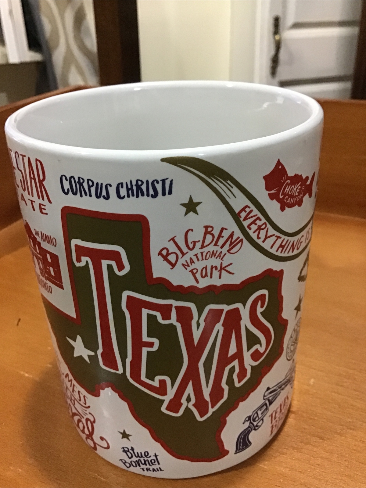 TEXAS COFFEE MUG  EVERYTHING TEXAS MUG.  Art Deco Print Mug.