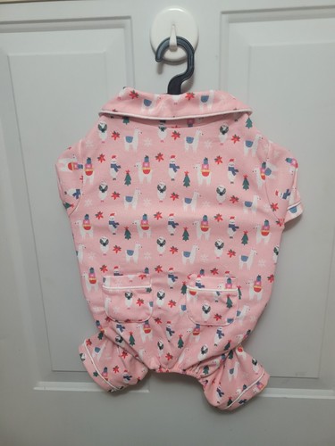 Pup Crew Pet Dog Pajamas LARGE Soft Flannel Pink Alpacas Holiday - Picture 6 of 11