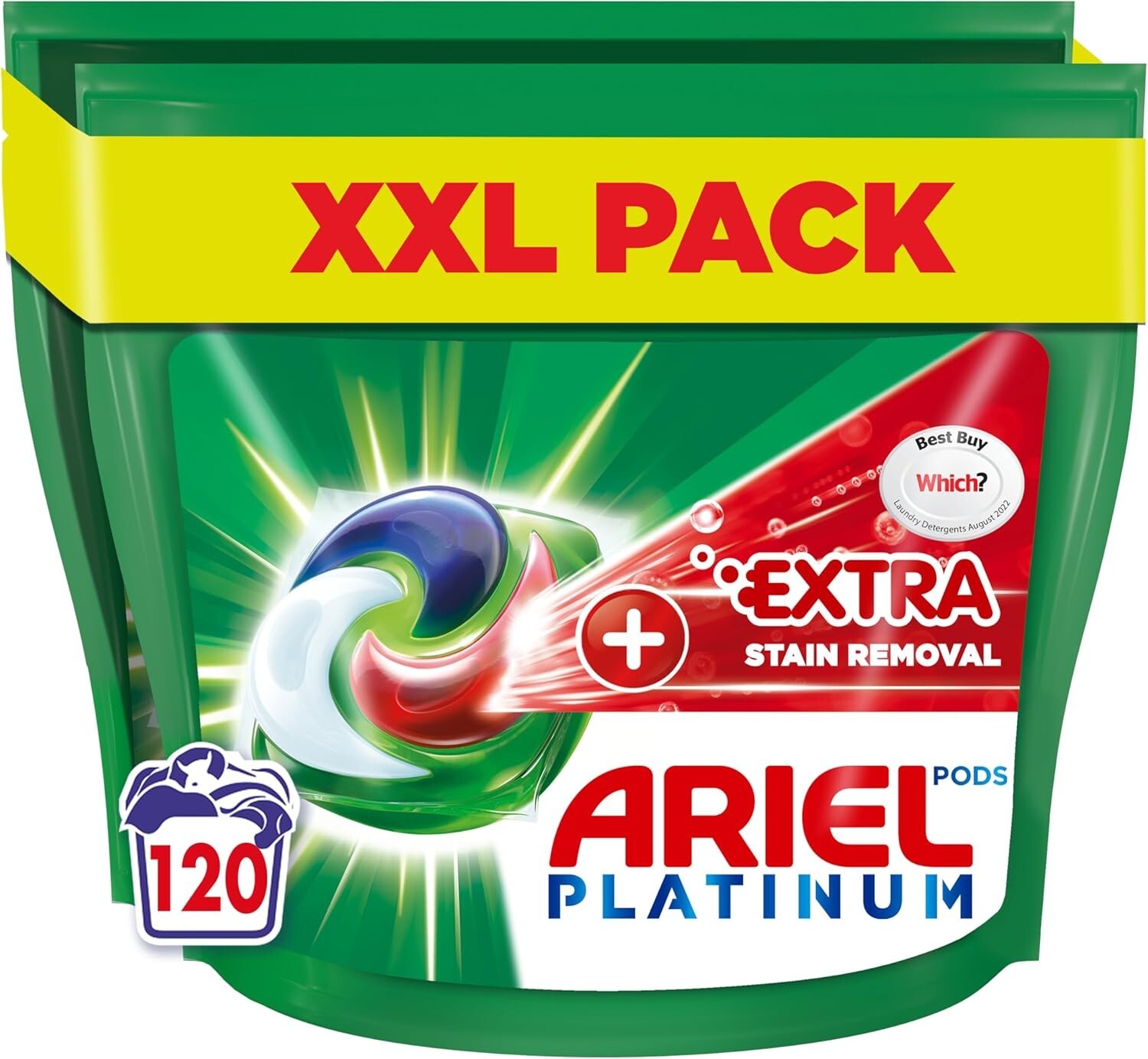 Ariel Extra Clean Power lot capsules lessive 120 pods ultra détachant efficacité à froid