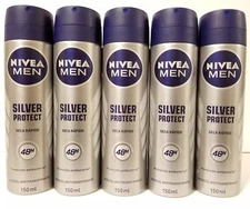 5X MEN NIVEA DEODORANT SPRAY 150ml-91g / 48h SILVER PROTECT SECA RÁPIDO