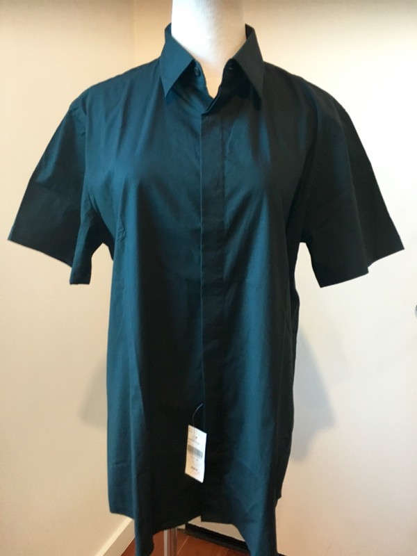 PRINGLE OF SCOTLAND black SS shirt Sz 16" regular fit mens ITALY $375