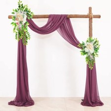 Deep Pink Sheer Wedding Arch Draping Fabric 1-Panel Tulle Backdrop Swag