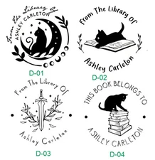 Custom Round Hand held Embosser-Custom Stack of Book Cat Embosser, Open Book