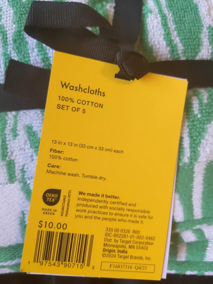  DVF para Target hoja de geranio verde azul cortina de ducha con toalla y paños  Foto 4 de 4