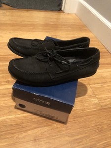 black suede boat shoes