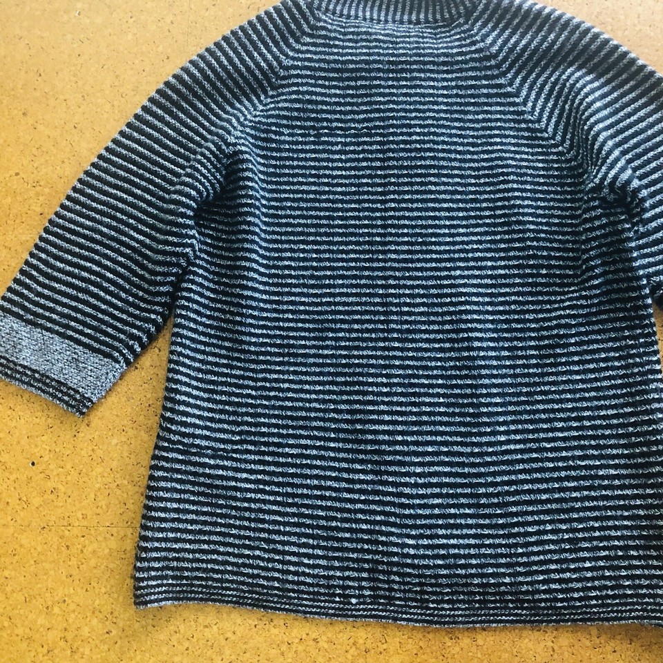 The Clothing Company Striped Cardigan Knit Women’s Size M Black Grey 3/