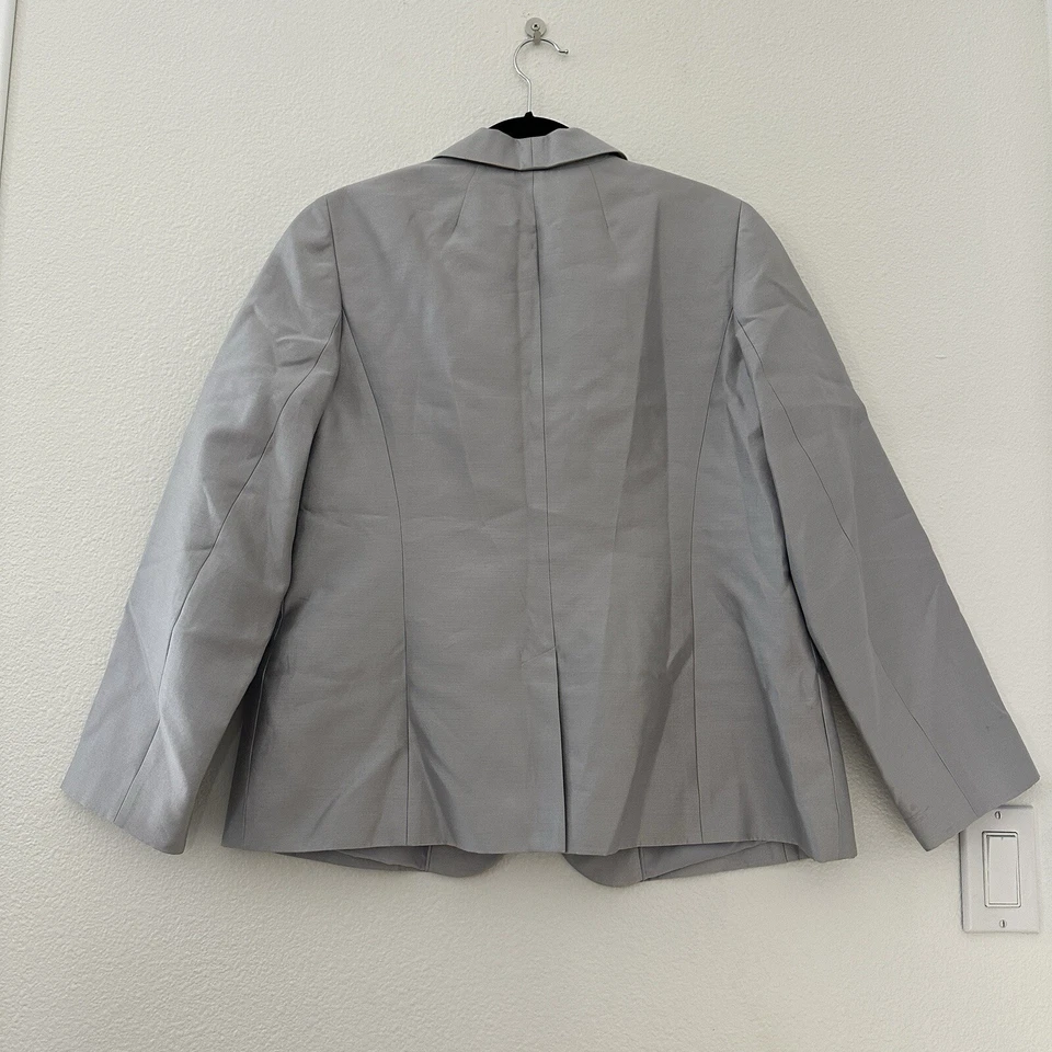 Chaqueta Blazer Talbots Gris Plata Metálica Carrera Talla 14 Mezcla de Algodón Seda Foto 2 de 4