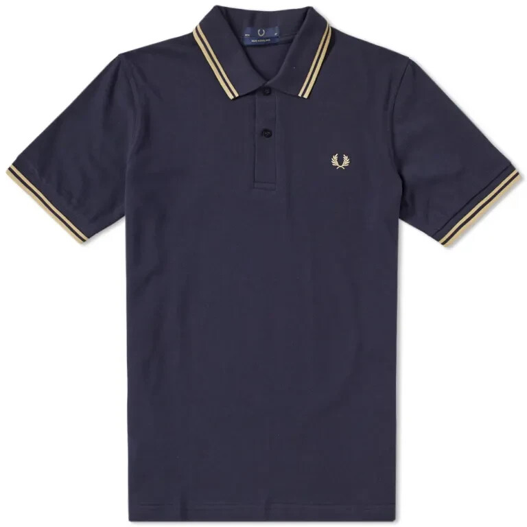 Fred Perry M12 Made In England Twin Tipped Polo, 721, Navy
