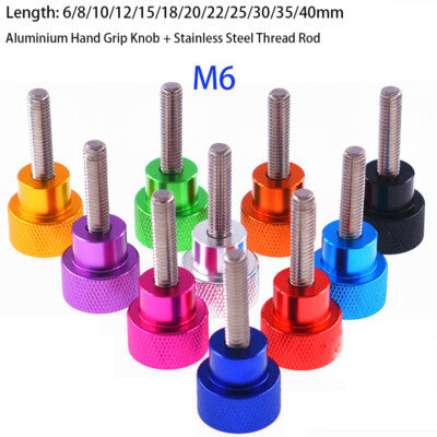 M6 x 6-40mm Rändelschraube hohe Form Alu + Edelstahl werkzeugfrei für PC-Gehäuse