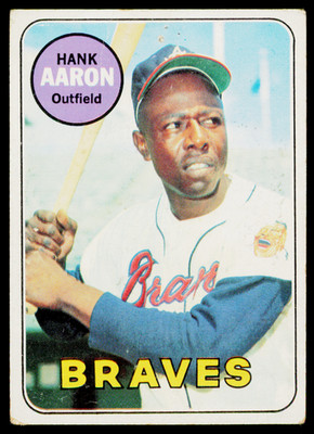 1969 TOPPS #100 HANK AARON (LOW GRADE) CENTERED * PIN HOLES ~ GFCC