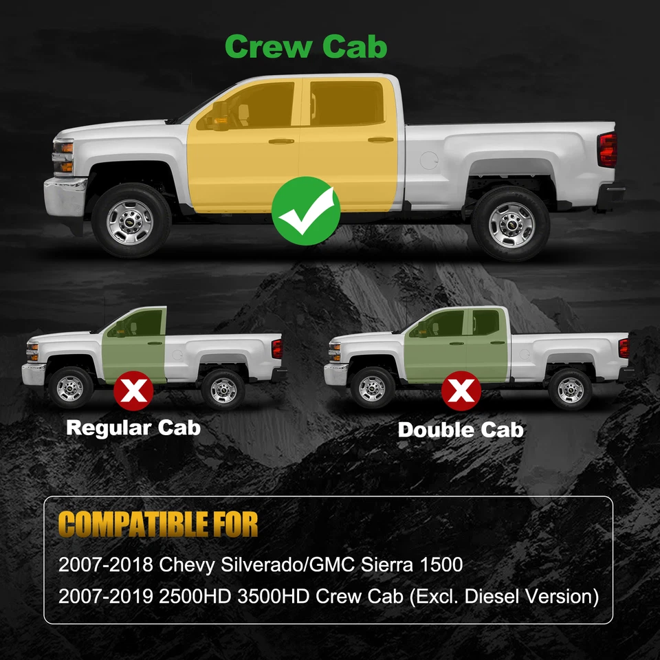 Vijay Running Boards For 07-19 Chevy Silverado/GMC Sierra 2500HD/3500HD Crew Cab Foto 4 de 4