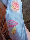 MENS LEVI'S 501 DISTRESSED HIPPIE LOVE PEACE GROOVY GRAPHIC DENIM JEANS SZ 34X32 — photo 6