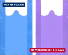 Assorted Color Plastic Bags with Handles, T Shirt Bags 12x20 Inch, 100 Pcs