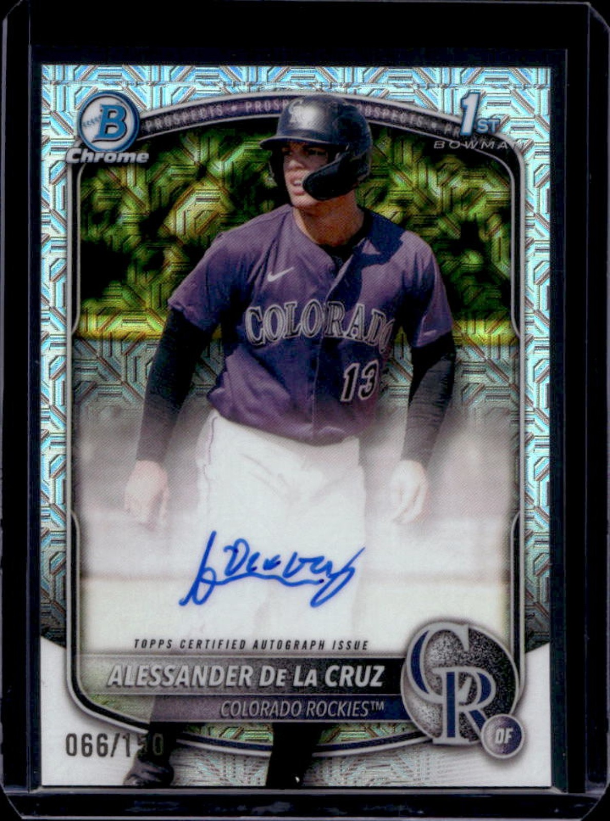 2025 Bowman Chrome Alessander De La Cruz Auto HTA Choice Refractor 1st #66/150
