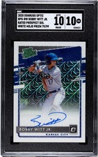 2020 Donruss Optic Bobby Witt Jr. Prospect WHITE MOJO PRIZM /99 SGC 10 w/10 AUTO