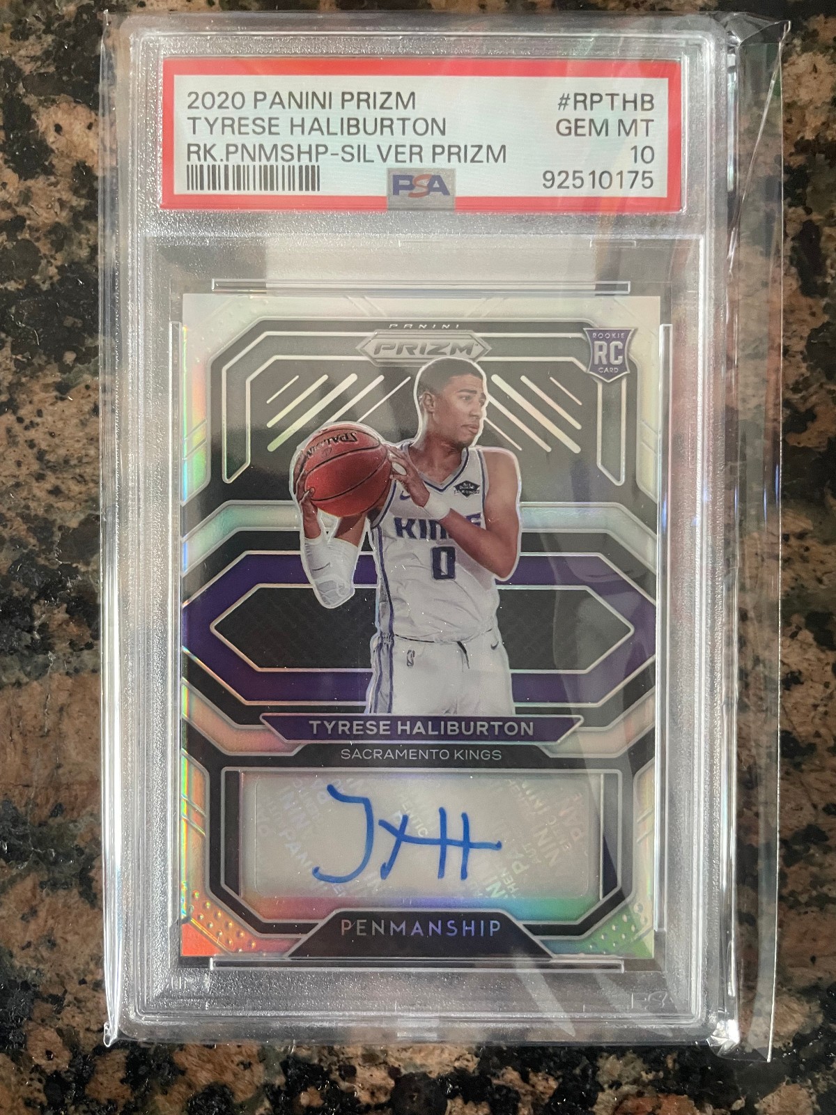 2020 Panini Prizm TYRESE HALIBURTON Rookie Penmanship SILVER PRIZM AUTO PSA 10