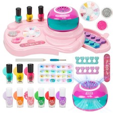 Kids Nail Polish Set for Girls, Nail Art Kit with Nail Dryer, 9 Peel Off Wash...