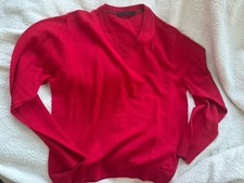 Raffi Pullover Sweater 100 Extra Fine Merino Wool Red Pullover Size Large