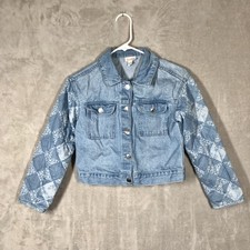 Cat  Jack Quilted Arm Denim Jean Jacket Girls 10/12 L Blue Contemporary Cottage