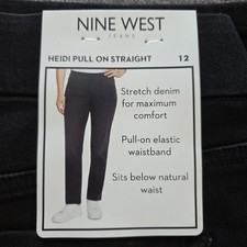 Nine West Women Heidi Pull On Stretch Denim Elastic Waist Straight Leg Pant Jay