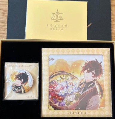 Genshin Impact Kanori Birthday Shikishi Art Board & Badge Set New
