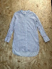 GAP Womens Shirt Dress Small Blue Red Striped Long Sleeve Button Up High Low