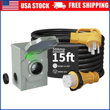 50 Amp 15FT Generator Cord and Power Inlet Bo...