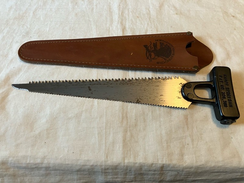Vintage Knapp Sport Saw w/Leather Sheath- North American Hunting Club