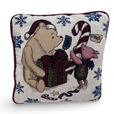 Vintage Pillow Throw Tapestry Disney Winnie The Pooh  Piglet Christmas 12 X 12  