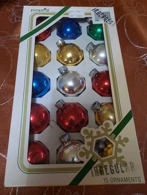 Vintage Mercury Glass Pyramid 2'' Christmas Ball Ornaments Original USA Gty 15 