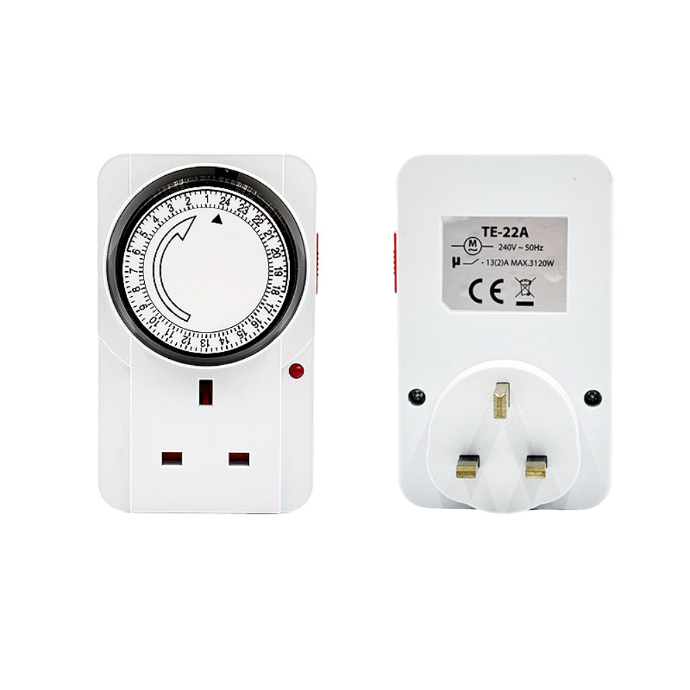 Plug In Timer 24 Hour Mains Switch Time Clock Socket UK 3 Pin Adapter ...