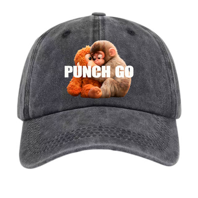 Punch Go Cute Monkey Print Dad Hat, Unisex Casual Cap
