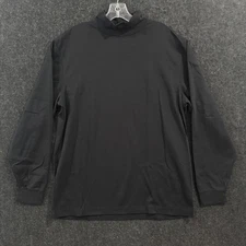 LL Bean Shirt Men's Large Black Interlock Mock Neck Turtleneck Pullover
