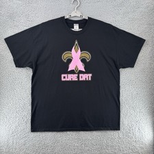 New Orleans Saints Breast Cancer Awareness Cure Dat Men's 3XL Black T-Shirt