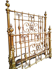 Antique Ornate Bow Foot Brass Bed Adams Westlake Co. Chicago Full/Double Bed