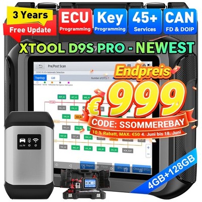 XTOOL D9S PRO KFZ OBD2 Diagnosegerät Scanner ECU Coding Key Programmier Topology