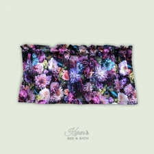 Peacock Floral Valance Dahlia Flower Bird Feather Farmhouse Kitchen Bath Curtain