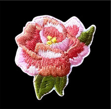 Embroidered Flower iron on patch applique 1 3/4 x 1 3/8 inch