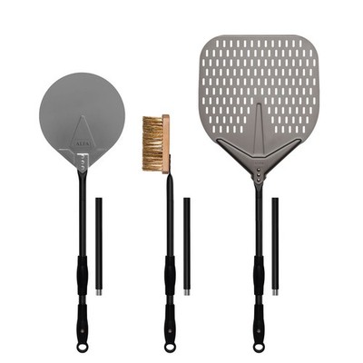 Alfa Forni Pizza Schaufel Set Medium Ø 30cm Schaufel, Wender, Reinigungsbürste