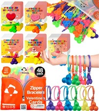 48-Pack Pop-It Zipper Bracelets with Valentine's Day Cards - Perfect Sensory ...