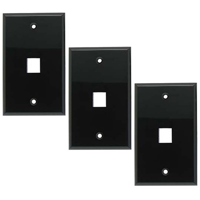 3x 1 Port Hole RJ45 Cat6 Cat5e Keystone Jack Network Wall Plate Faceplate Black