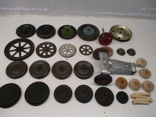 TIN & WOOD TIRES WHEELS FOR LITHO WINDUP PUSH TOYS 3 PAIRS & FOUR MATCHING MARX?
