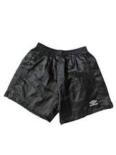 Vintage Umbro 90s Nylon Shiny Shorts Black Football Soccer Running Size M/L