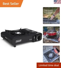 Lightweight 1-Burner Camping Stove - 7650 BTUs with Wind Protection & Carry Case