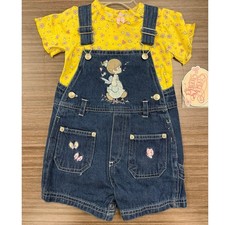 Vintage Precious Moments Denim short Overall Set 24M NWT